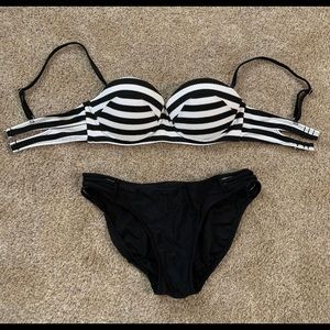 Target Black and White Stripe Bikini Set